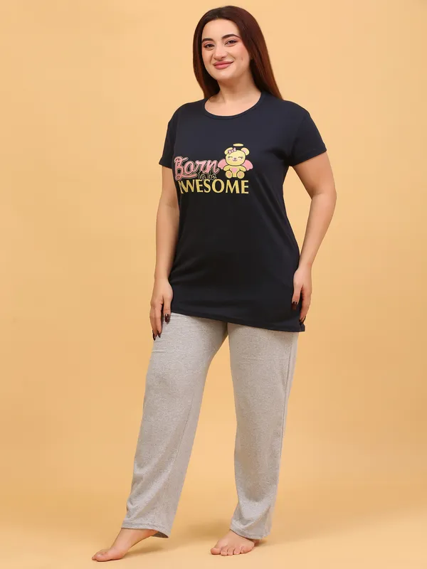 WOMEN_SHORT_TSHIRT_BORN(BLACK)_LOWER(GREY)