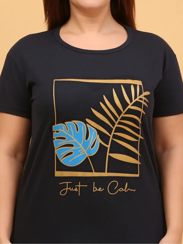 WOMEN_SHORT_TSHIRT_LEAF_(NAVY)_LOWER(GREY)