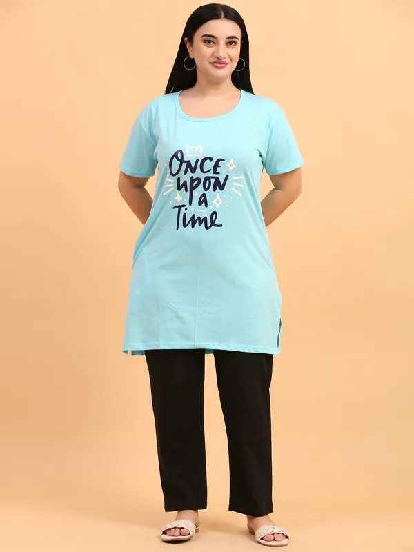 WOMEN_LONG_TSHIRT_ONCE_UPON(SKY)_LOWER(BLACK)