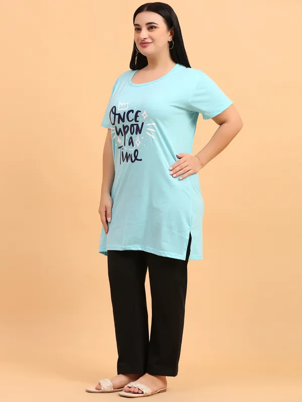 WOMEN_LONG_TSHIRT_ONCE_UPON(SKY)_LOWER(BLACK)