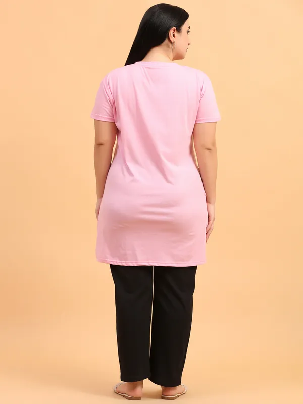 WOMEN_LONG_TSHIRT_ONCE_UPON(LIGHT_PINK)_LOWER(BLACK)