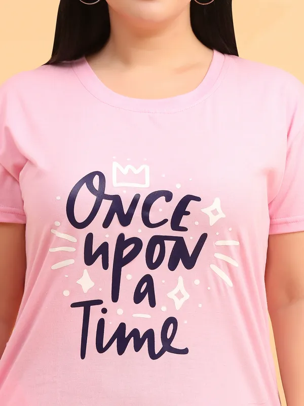 WOMEN_LONG_TSHIRT_ONCE_UPON(LIGHT_PINK)_LOWER(BLACK)
