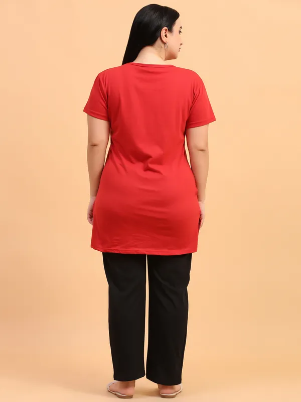 WOMEN_LONG_TSHIRT_DREAMER(RED)_LOWER(BLACK)