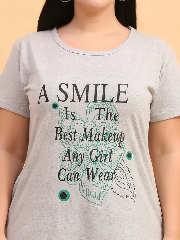 WOMEN_LONG_TSHIRT_A_SMILE_(GREY)_LOWER(BLACK)