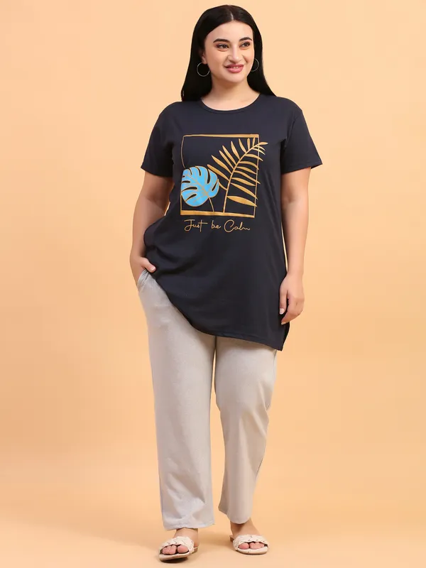 WOMEN_LONG_TSHIRT_LEAF_(NAVY)_LOWER(BLACK)