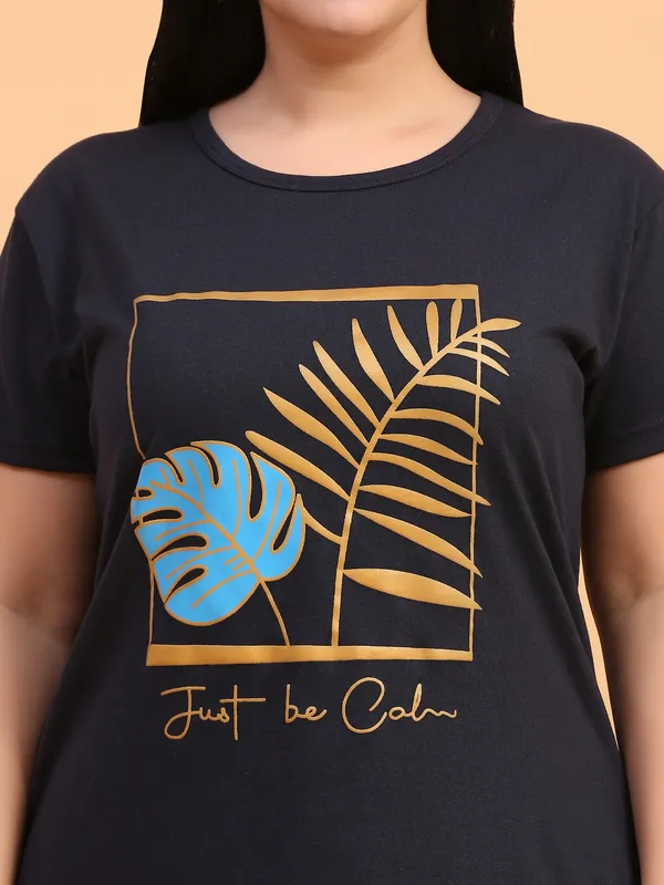 WOMEN_LONG_TSHIRT_LEAF_(NAVY)_LOWER(BLACK)