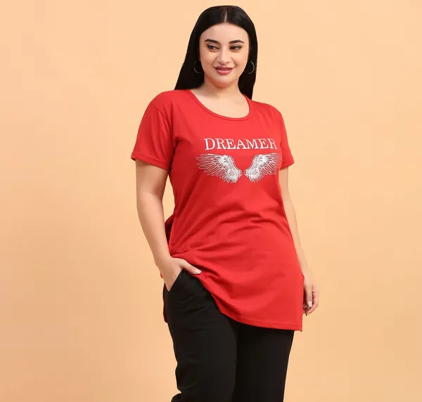 WOMEN_LONG_TSHIRT_DREAMER(RED)