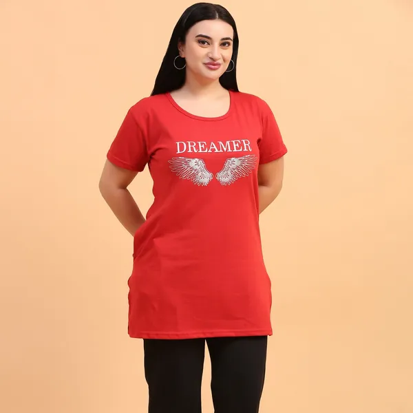 WOMEN_LONG_TSHIRT_DREAMER(RED)