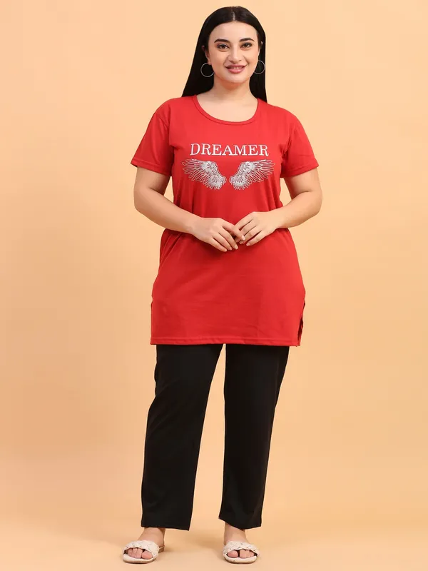 WOMEN_LONG_TSHIRT_DREAMER(RED)