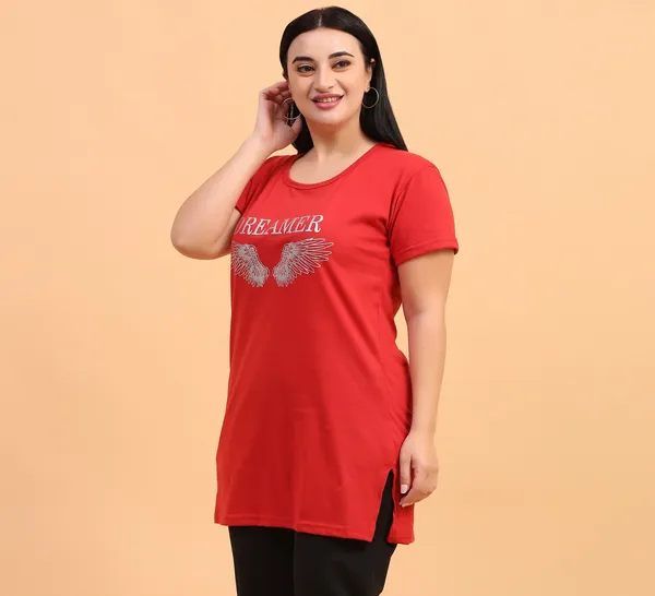 WOMEN_LONG_TSHIRT_DREAMER(RED)