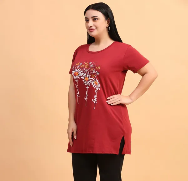 WOMEN_LONG_TSHIRT_FAITH_HOPE_LOVE(MAROON)