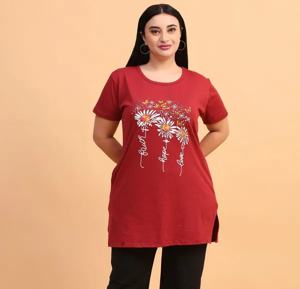 WOMEN_LONG_TSHIRT_FAITH_HOPE_LOVE(MAROON)