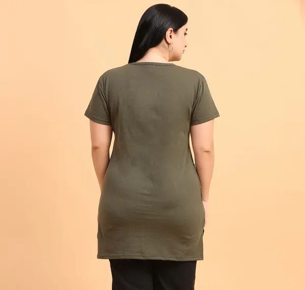 WOMEN_LONG_TSHIRT_GOOD_THINGS(OLIVE)