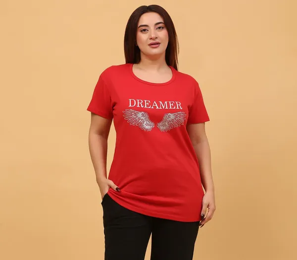 WOMEN_SHORT_TSHIRT_DREAMER(RED)