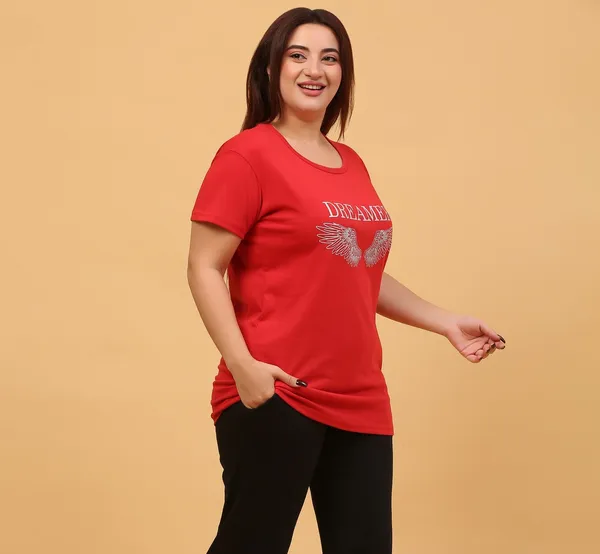 WOMEN_SHORT_TSHIRT_DREAMER(RED)
