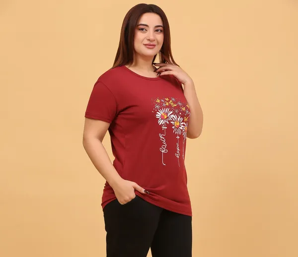 WOMEN_SHORT_TSHIRT_FAITH_HOPE_LOVE(MAROON)