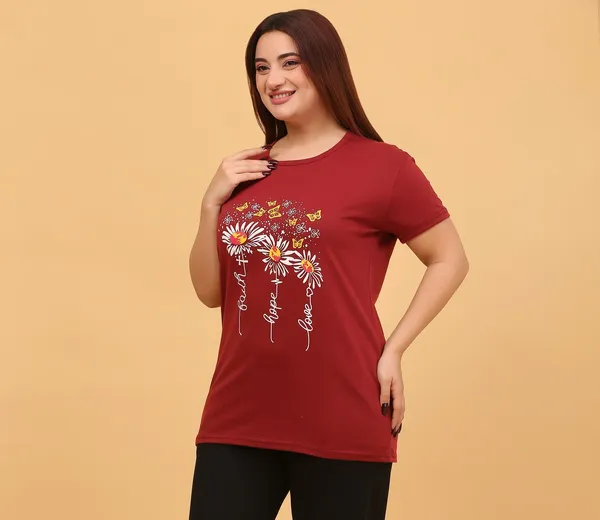 WOMEN_SHORT_TSHIRT_FAITH_HOPE_LOVE(MAROON)