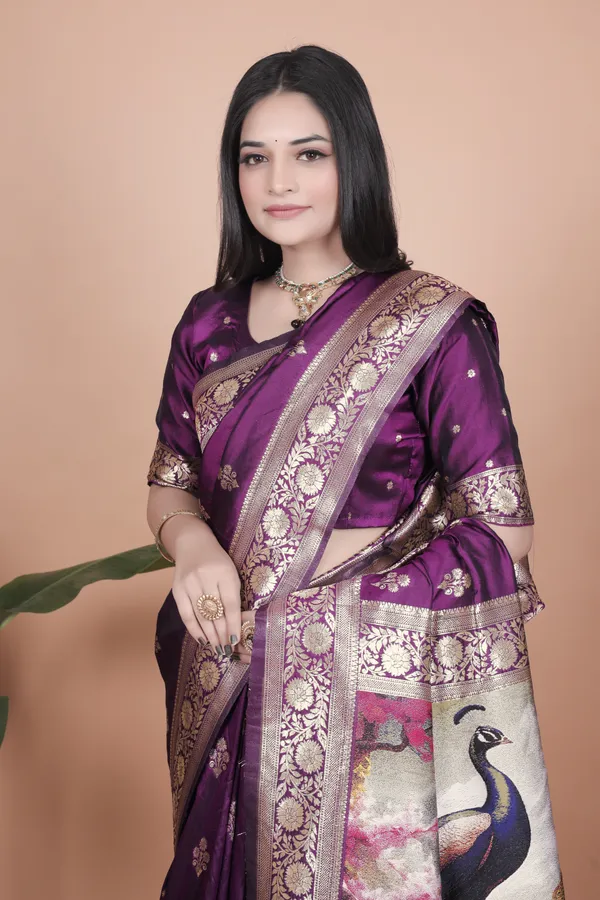 Royal_Purple_Banarasi_Silk_Saree_With_Peacock_Pallu_Design_For_Women