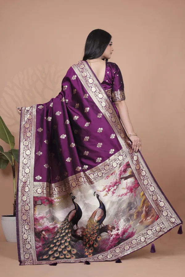 Royal_Purple_Banarasi_Silk_Saree_With_Peacock_Pallu_Design_For_Women