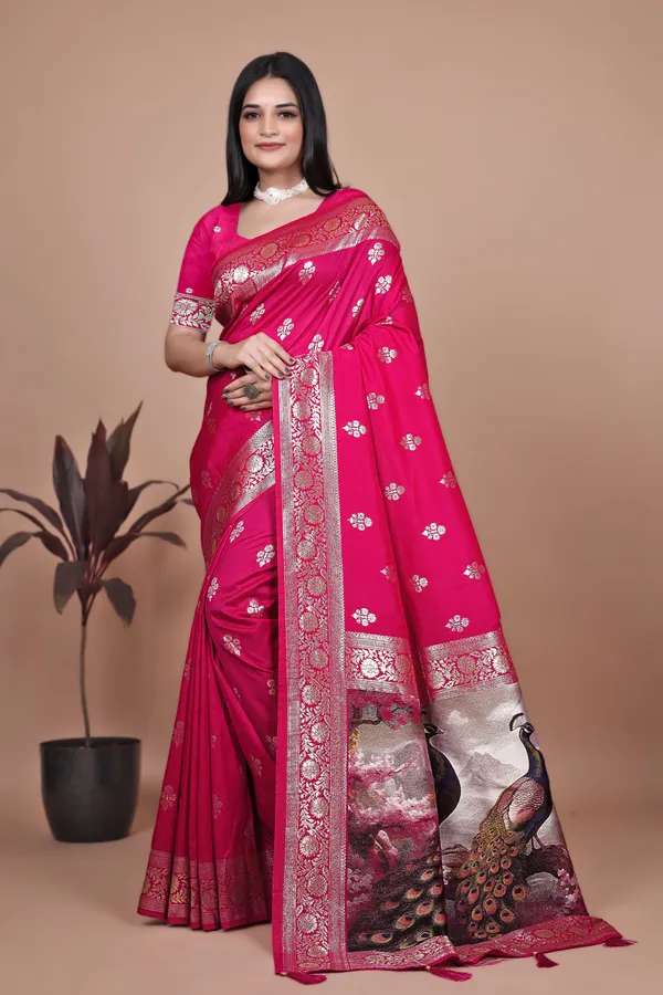 Majestic_Magenta_Silk_Saree_With_Peacock_Pallu_For_Women