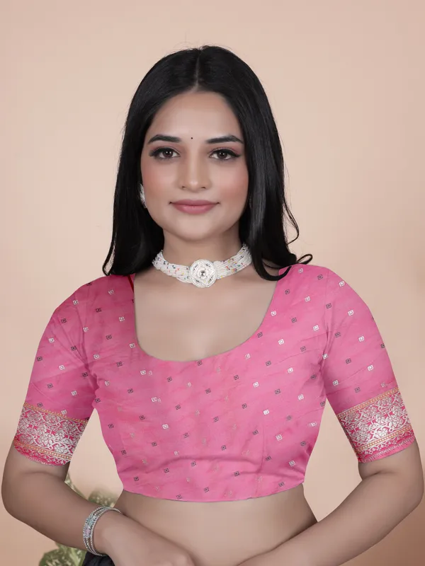 Baby_Pink_Banarasi_Silk_Saree_With_Rich_Silver_Zari_Detailing_For_Women