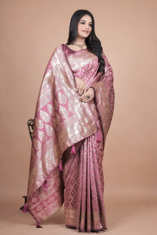 Mauve_Banarasi_Silk_Saree_With_Silver_Geometric_And_Floral_Zari_Work_For_Women