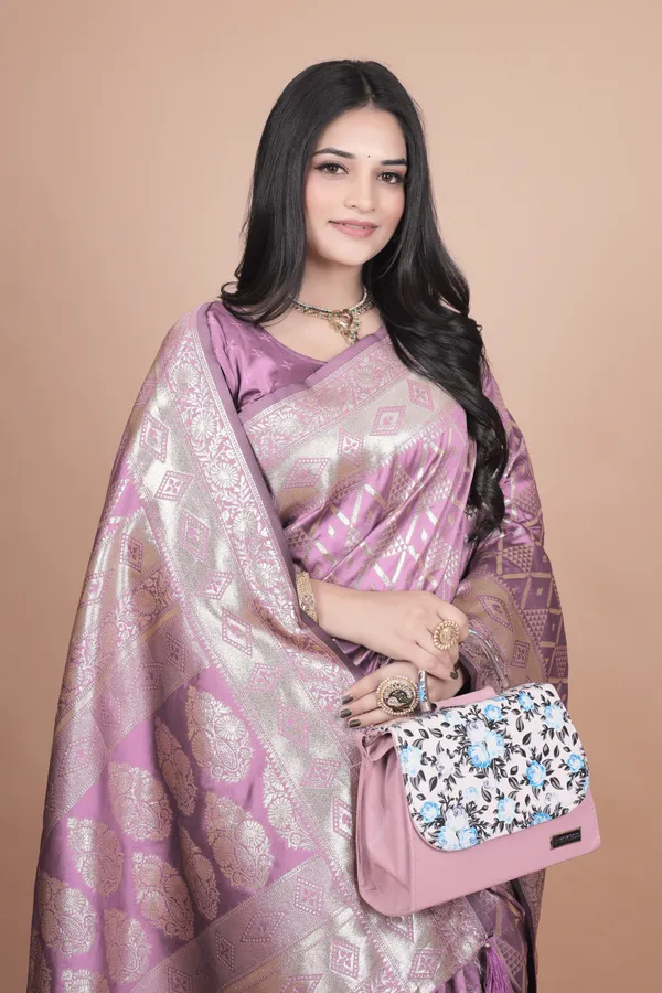 Lavender_Banarasi_Silk_Saree_With_Silver_Zari_Geometric_And_Floral_Design_For_Women