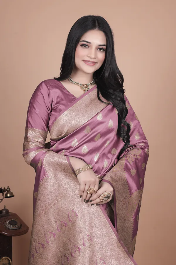 Mauve_Purple_Banarasi_Silk_Saree_With_Gold_Zari_Peacock_Work__For_Women