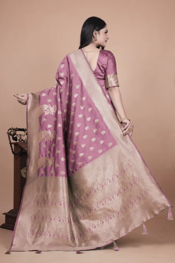Mauve_Purple_Banarasi_Silk_Saree_With_Gold_Zari_Peacock_Work__For_Women