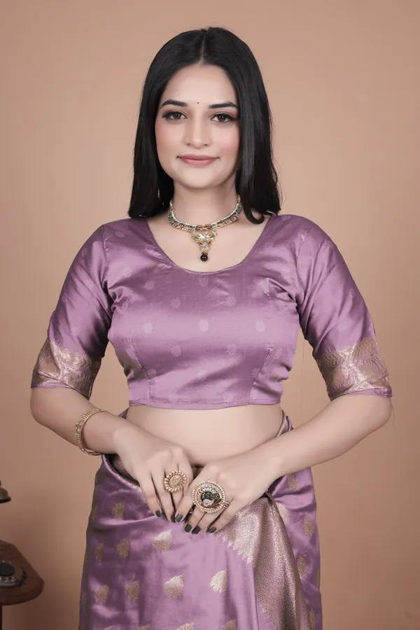 Lavender_Banarasi_Silk_Saree_With_Golden_Zari_Weaving__For_Women