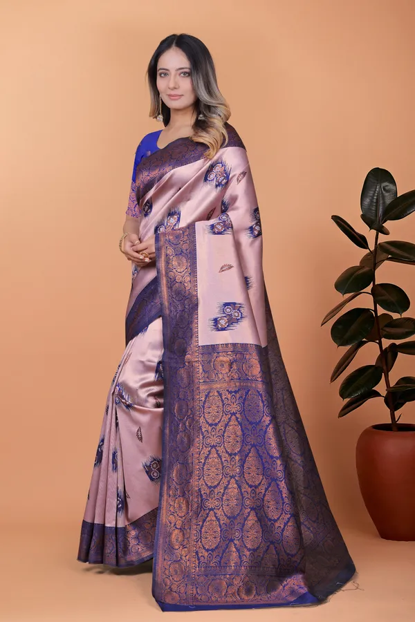 Lavender_&_Royal_Blue_Banarasi_Silk_Saree_With_Zari_Embroidery_For_Women
