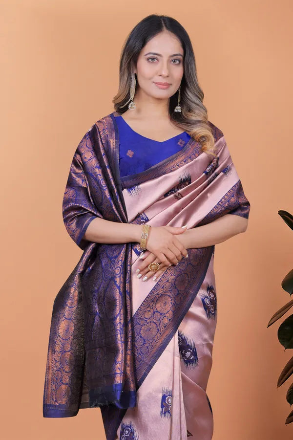 Lavender_&_Royal_Blue_Banarasi_Silk_Saree_With_Zari_Embroidery_For_Women