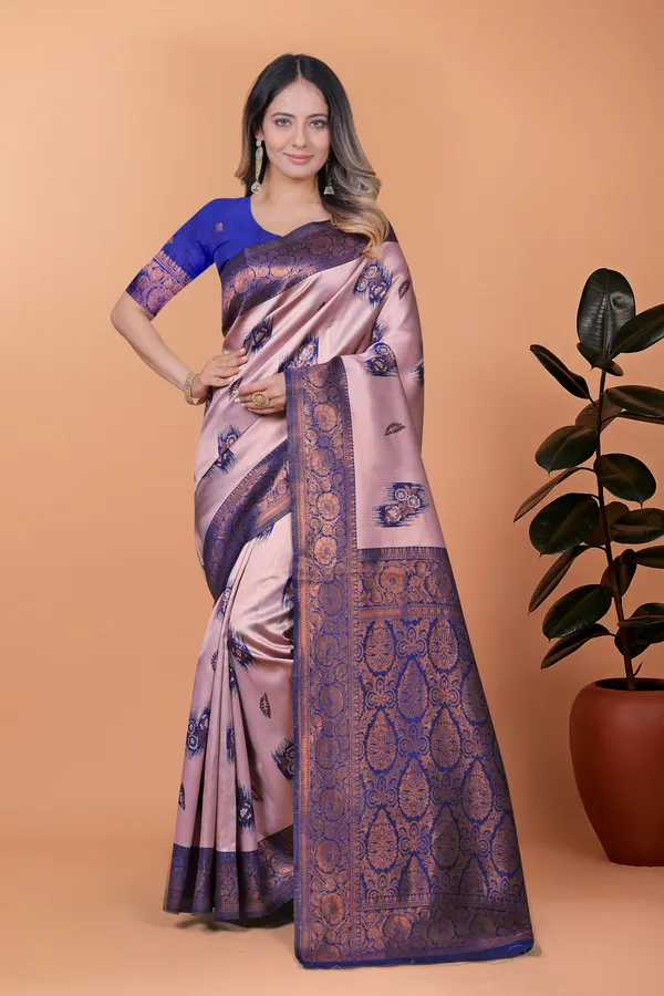 Lavender_&_Royal_Blue_Banarasi_Silk_Saree_With_Zari_Embroidery_For_Women