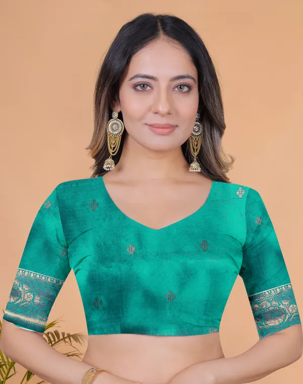 Light_Lavender_&_Teal_Green_Banarasi_Silk_Saree_With_Zari_Detailing_For_Women