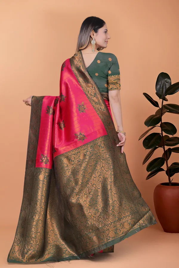 Rose_Ruby_Banarasi_Silk_Saree_With_Antique_Zari_Weave_For_Women