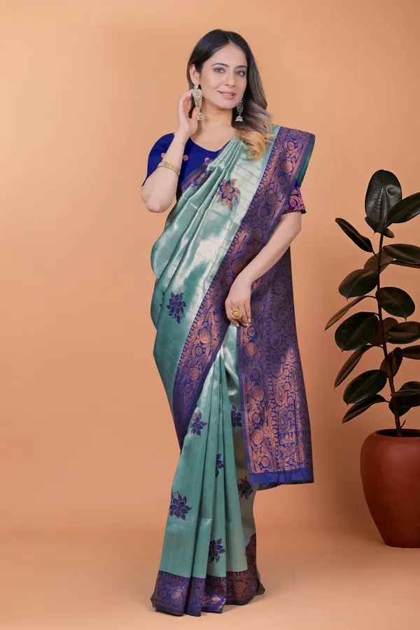 Mint_Green_Celestial_Grace_Banarasi_Silk_Saree_For_Women