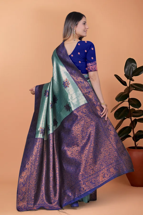 Mint_Green_Celestial_Grace_Banarasi_Silk_Saree_For_Women