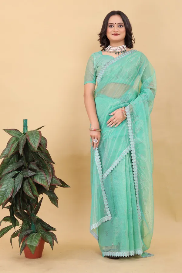 Sky_Blue_Net_Silk_Fabric_Latest_Saree_Collection_For_Women