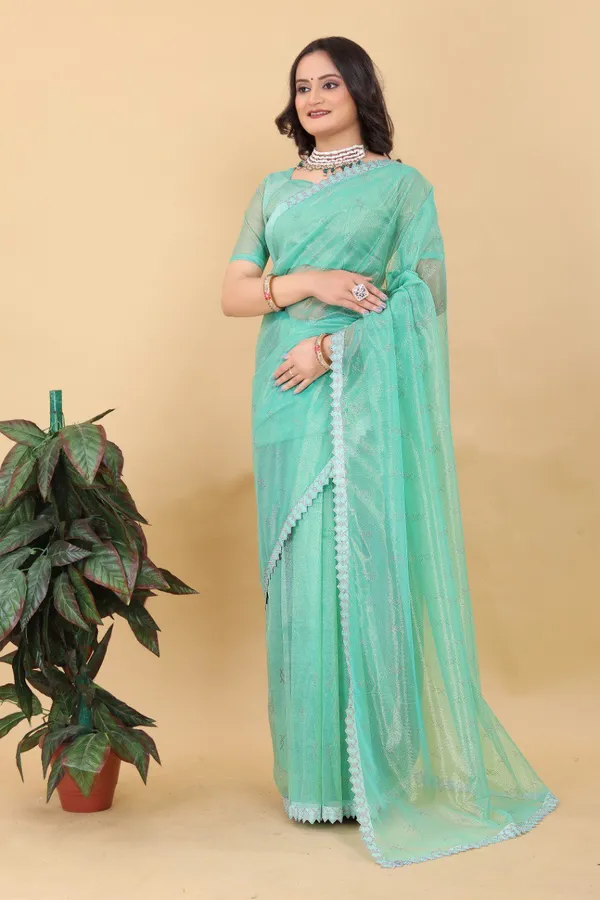 Sky_Blue_Net_Silk_Fabric_Latest_Saree_Collection_For_Women
