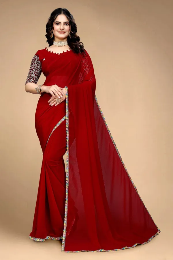 Red_Georggete_Fabric_Latest_Saree_Collection_Divisha_For_Women