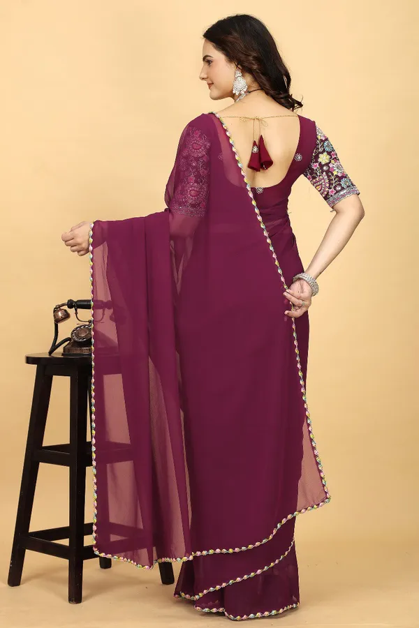 Maroon_Georggete_Fabric_Latest_Saree_Collection_Divisha_For_Women