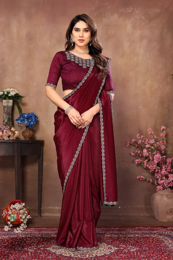 Maroon_Georgette_Fabric_Latest_Saree_Collection_Hot__For_Women