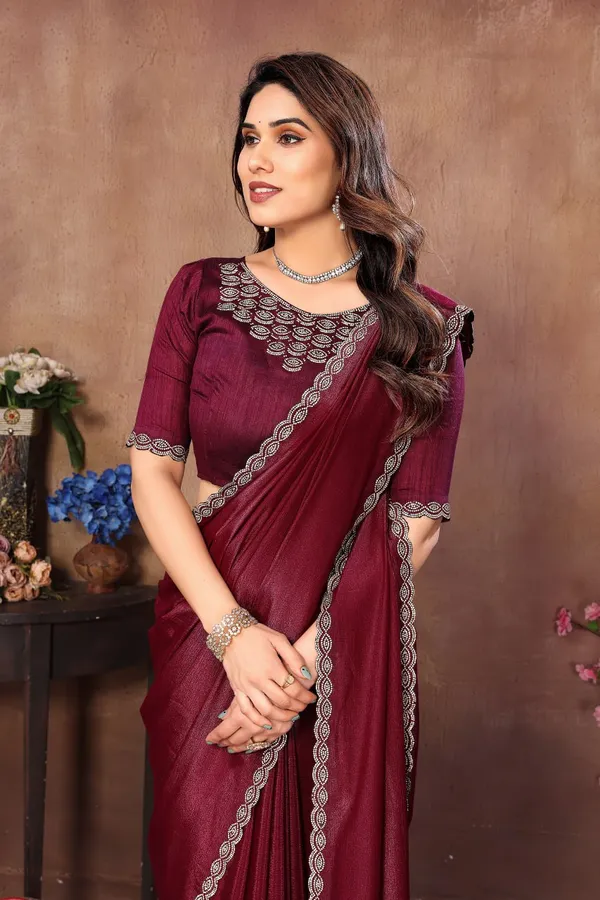 Maroon_Georgette_Fabric_Latest_Saree_Collection_Hot__For_Women