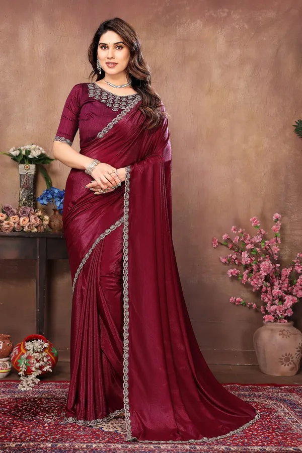 Maroon_Georgette_Fabric_Latest_Saree_Collection_Hot__For_Women