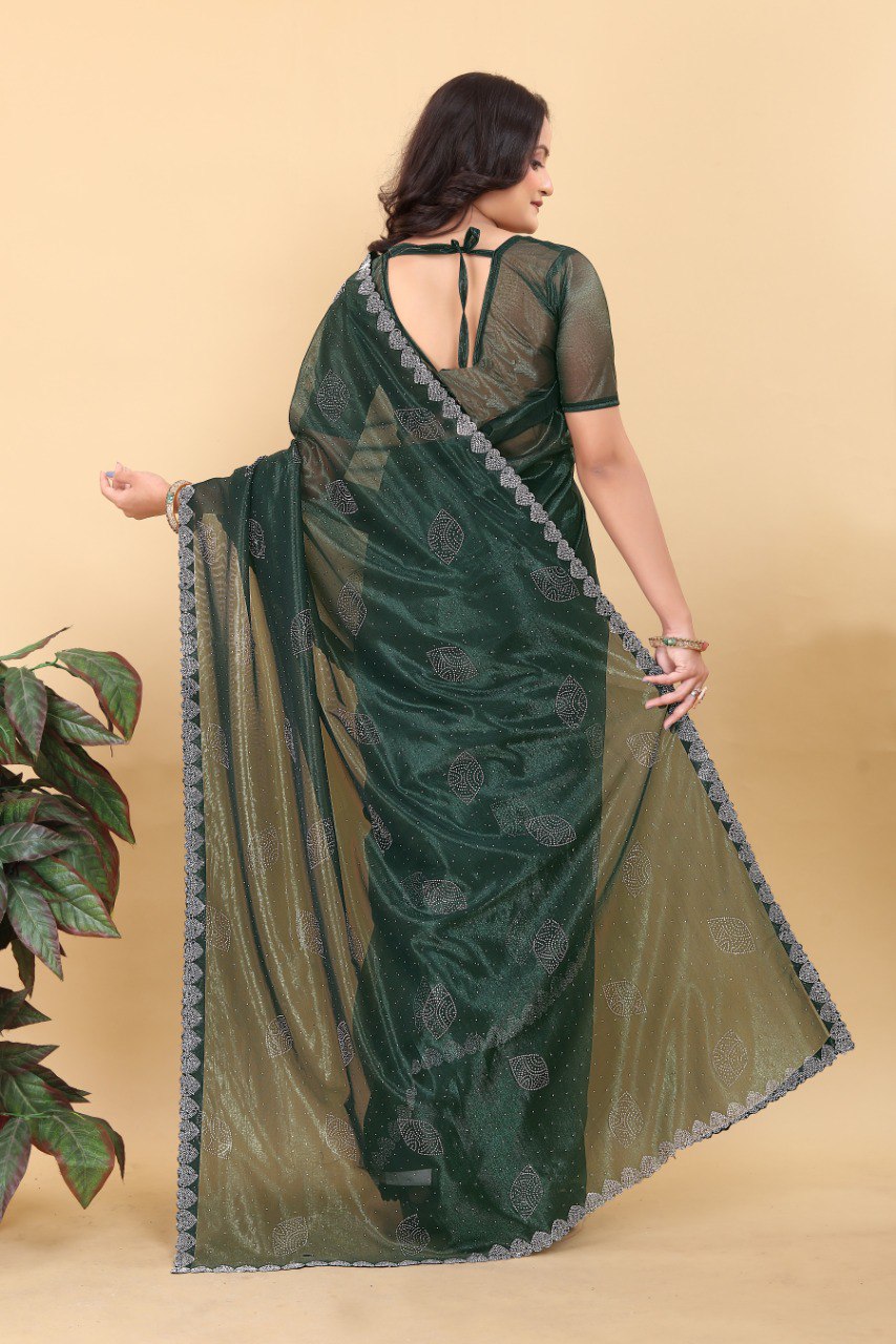 Green_Net_Silk_Fabric_Latest_Saree_Collection_For_Women