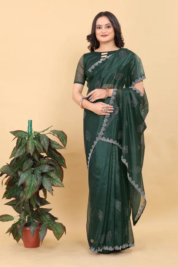 Green_Net_Silk_Fabric_Latest_Saree_Collection_For_Women