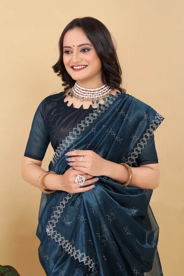 Blue_Net_Silk_Fabric_Latest_Saree_Collection_For_Women