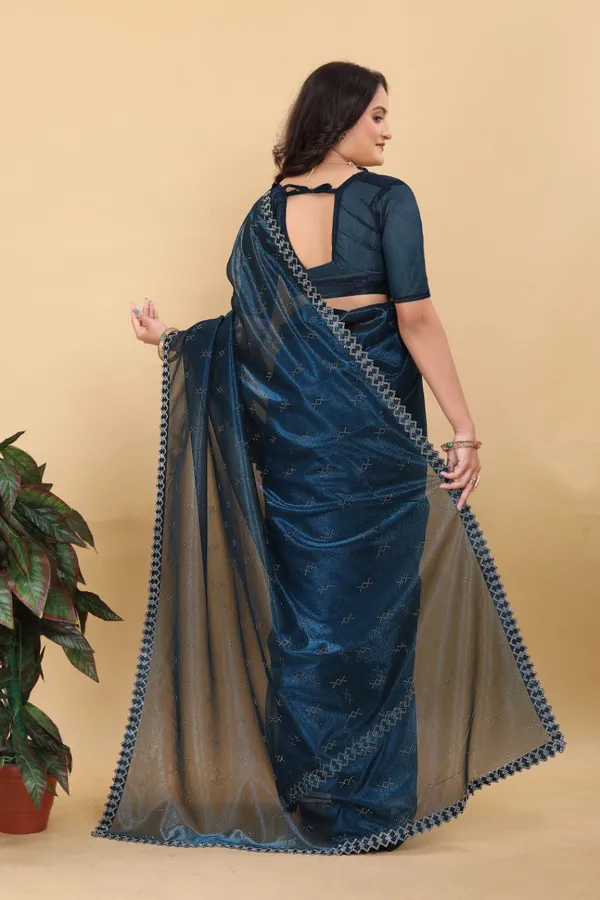 Blue_Net_Silk_Fabric_Latest_Saree_Collection_For_Women
