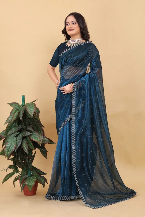Blue_Net_Silk_Fabric_Latest_Saree_Collection_For_Women