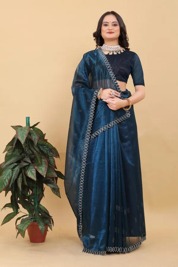 Blue_Net_Silk_Fabric_Latest_Saree_Collection_For_Women